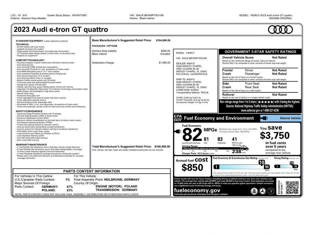 audi e-tron gt 2023 WAUFJBFW9P7003198 image audi e-tron gt 2023 WAUFJBFW9P7003198 image